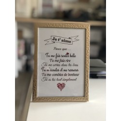 Cadre " Je t'aime "