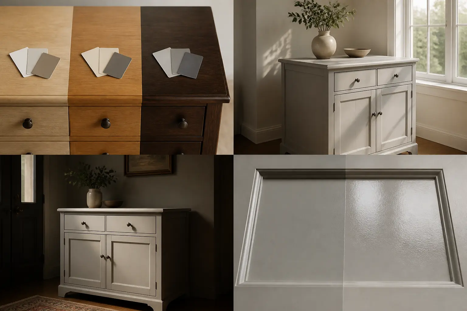 Idée de couleur pour repeindre un meuble en bois : teintes, lumière et finition sur un petit meuble